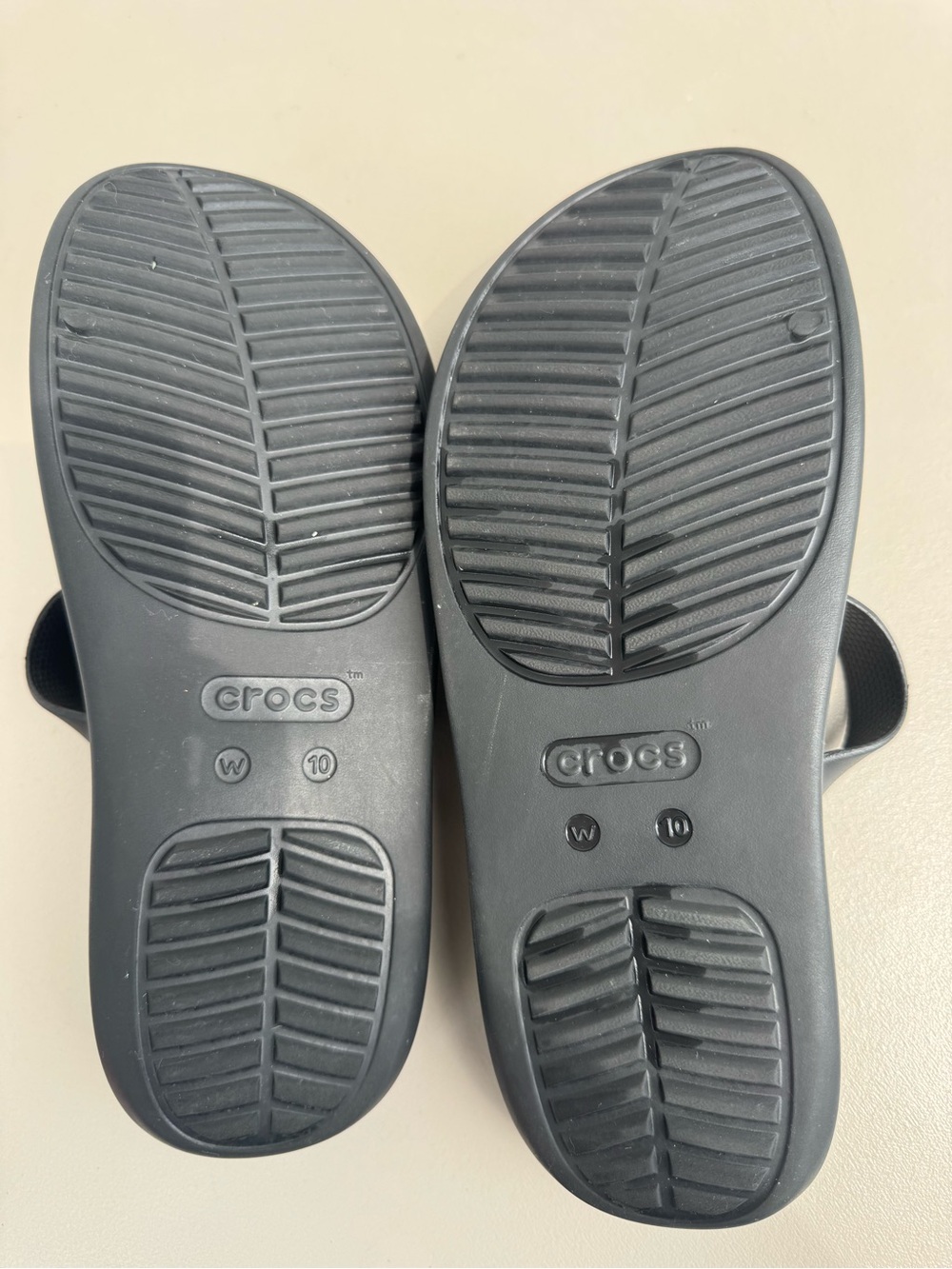 CROCS Black Triple-Strap Slide Sandals - Picture 3 of 3
